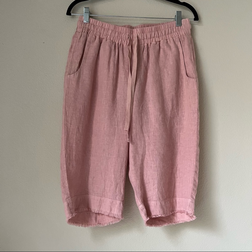 𝅺NWOT Cloth & Stone Blush Pink Linen Long Shorts - Picture 5 of 15